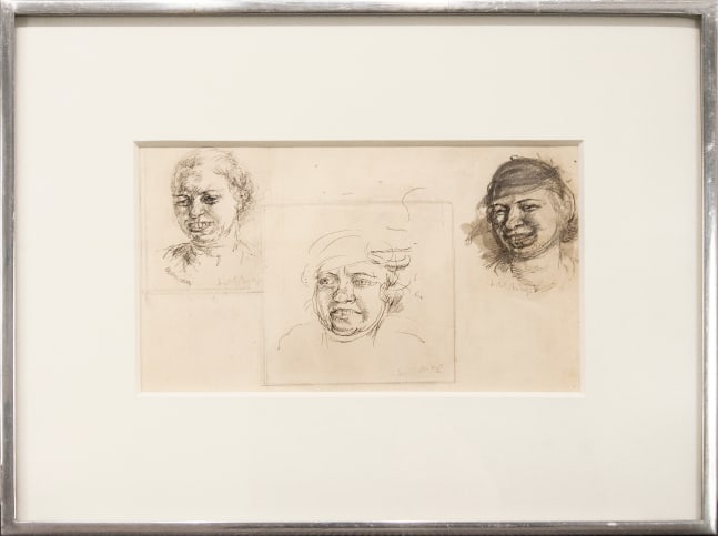 Isabel Bishop, Laughing Heads, Study Drawings, c. 1934, ink on paper, 7 x 9 1/4 inches