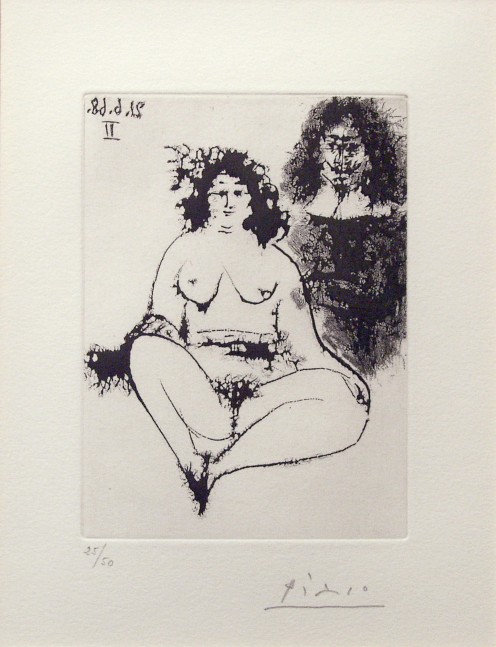 Grosse prostituée et Mousquetaire, 1968 aquatint 4 3/4 x 3 1/2 inches 12.1 x 8.9 cm Edition 25/50