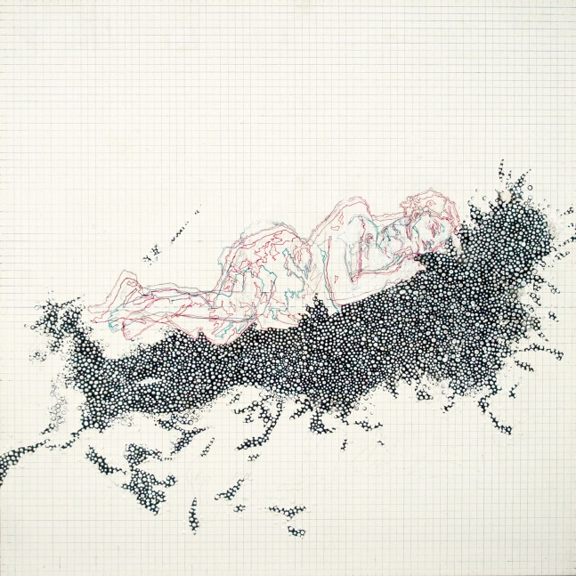 Amélie Chabannes Bride of the Wind #2, 2010 acrylic, ink and tracing paper on wood panel 19 3/4 x 19 3/4 inches