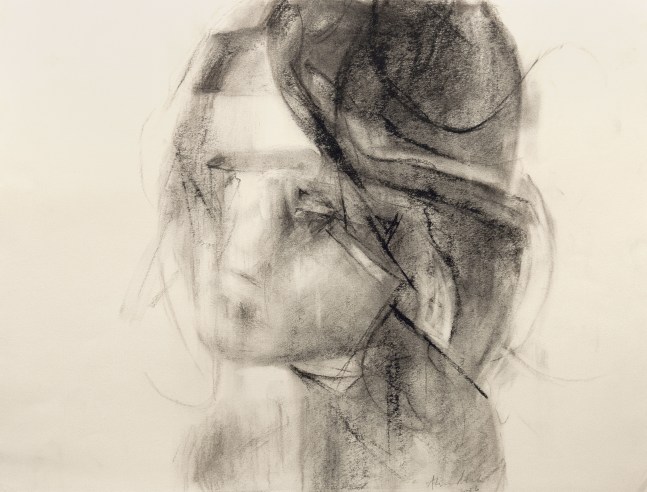 Alyssa Monks Study for Evolve, 2017 charcoal on paper 10 1/2 x 14 inches