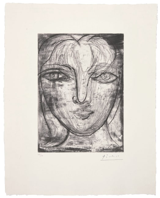 Portrait de Marie-Thérèse de face, 1934 etching and drypoint printed on laid paper with Richard de Bas watermark 12 3/8 x 9 inches (image) 19 7/8 x 15 3/4 inches (sheet) Edition 48/50, from the caisse à remords