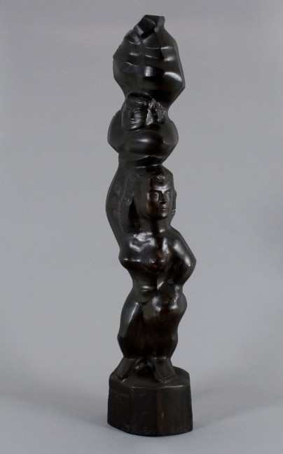 CHAIM GROSS Acrobats Balancing, 1953 ebony 40 1/2 x 9 x 5 1/2 inches