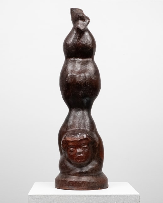 Chaim Gross, Tumbler, 1944, Lignum Vitae wood, 25 1/2 x 7 x 7 inches