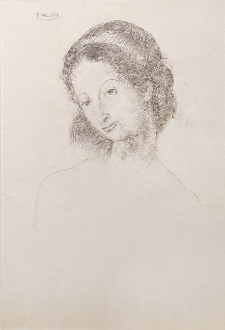 PABLO PICASSO (1881-1973)  Portrait de la fille de Charles Morice, 1906 pencil on paper 26 3/4 x 18 7/8 inches Signed in pencil upper left “Picasso”  (Zervos, Vol. VI, no. 750)  Authenticated by Claude Ruiz Picasso,  April 19, 2015