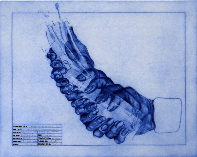 Mobile Mastury, 2001 Cellular Communion Series, Edition of 25, Etching, rubberstamp and pencil. 20 x 24 inches.&amp;nbsp;