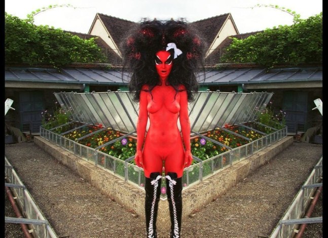 1/10 E.V. Day and Kembra Pfahler. &amp;quot;Untitled 1,&amp;quot; (2012). 45 x 60 inches. Archival c- print mounted on sintra with white float frame. Edition of three. Copyright the artists; courtesy of The Hole.

&amp;nbsp;
