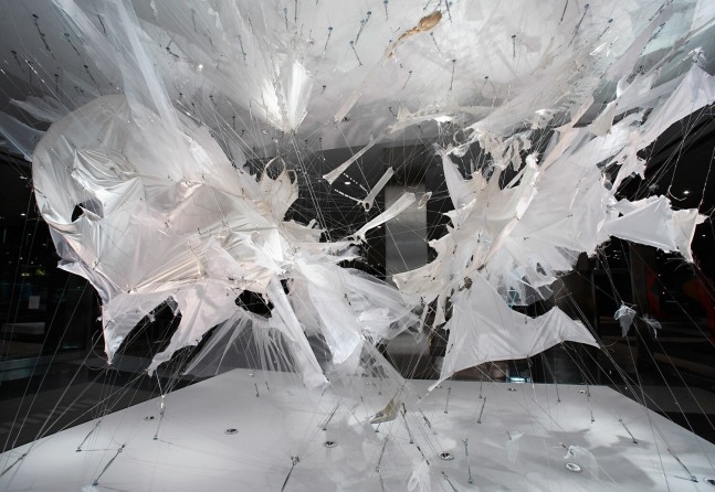 Installation view of "Bride Fight" at Lever House.