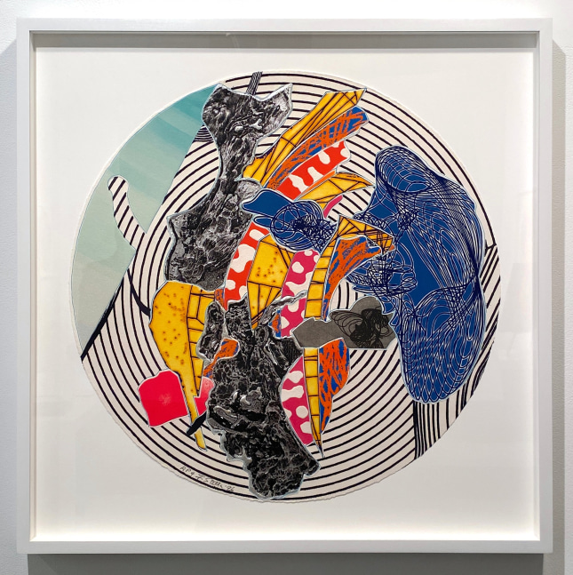 Egyplosis, 1996

Lithograph, etching, aquatint, relief, stamping, screenprint on white TGL handmade paper; metalized silver foil

25 3/4&amp;nbsp;inch diameter