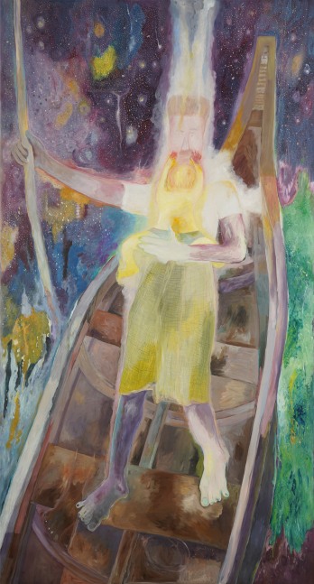 SOSA JOSEPH, Ferryman and his Jaundiced Child, 2019, oil on canvas, 107.2 x 57.8 in / 272.5 x 147 cm