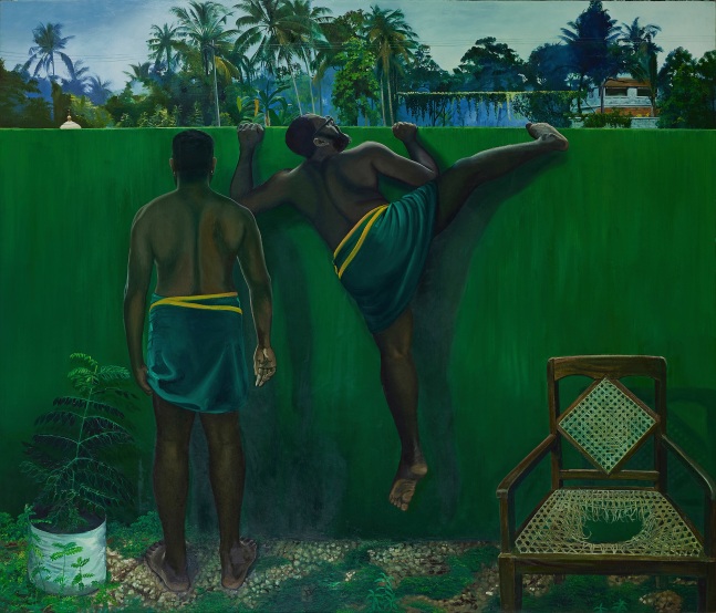 Ratheesh T., The Wall Between Us, 2020  Oil on canvas  72 x 84.4 in / 183 x 214.5 cm