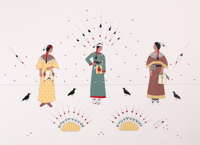 Pow Wow Girls/ Tribute to Margaret Kilgallen

Ink and gouache on Arches Paper

&amp;copy; 2022 Sheridan MacKnight

&amp;nbsp;