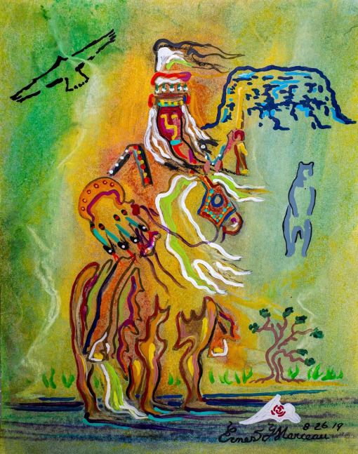 Blackfeet Warrior Wades in the Water