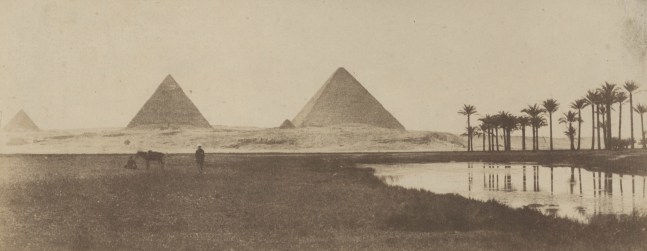 James Graham (Scottish, 1806-1869) Panorama, the Pyramids of Giza, 1857, Coated salt print from a paper negative, 10.2 x 25.8 cm