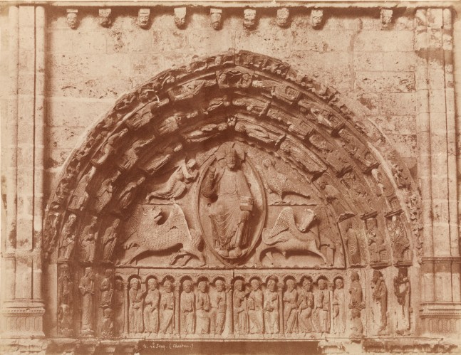 Henri LE SECQ (French, 1818-1882) Royal Portal tympanum, Chartres Cathedral, 1852 Coated salt print from a paper negative 35.7 x 47.9 cm mounted on 46.1 x 59.4 cm card Signed in the negative