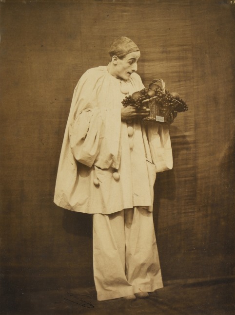 NADAR (Gaspard-Félix Tournachon) and Adrien TOURNACHON (French, 1820-1910 and 1825-1903) Pierrot with fruit, 1854-1855 Gelatin coated salt print (vernis-cuir) 28.0 x 20.9 cm