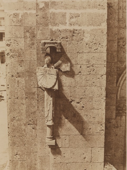 Henri LE SECQ (French, 1818-1882) Angel with sundial, Chartres Cathedral, 1852 Coated salt print from a paper negative 32.9 x 24.1 cm