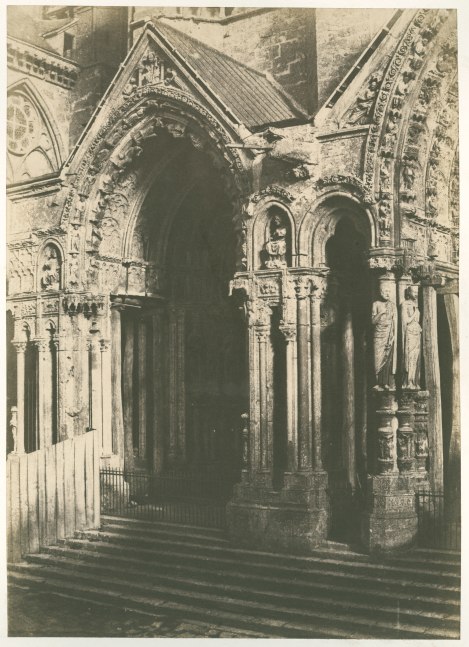 Charles MARVILLE (French, 1813-1879) Cathédrale de Chartres, portail septentrional, circa 1853-1854 Blanquart-Évrard process salt print from a paper negative 35.2 x 25.3 cm on 55.4 x 38.6 cm paper