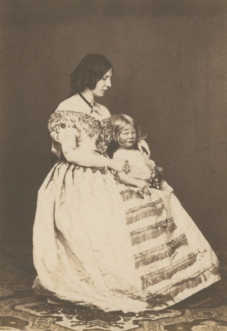 Roger FENTON (English, 1819-1869) Grace Fenton and child, 1850s Salt print from a wet collodion negative 16.2 x 11.3 cm