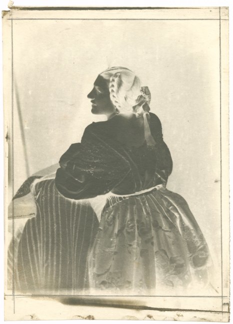 Julien VALLOU DE VILLENEUVE (French, 1795-1866) Woman with braid, circa 1852 Paper negative 16.5 x 13.0 cm, ruled in pencil, on 18.8 x 13.6 cm paper