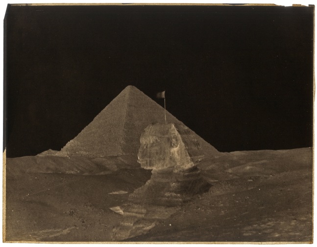 John Beasley GREENE (American, born in France, 1832-1856) Sphinx and Pyramid, Necropolis of Memphis, Giza*, 1853-1854 Waxed paper negative with selectively applied pigment 24.4 x 31.3 cm