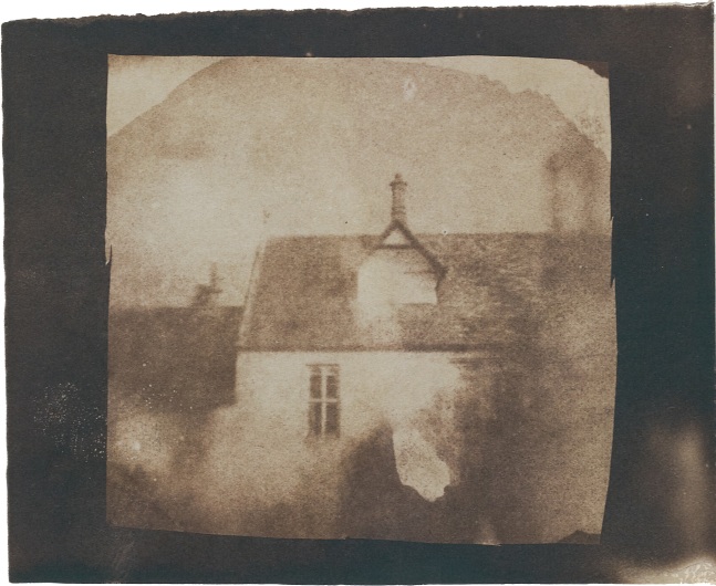 William Henry Fox TALBOT (English, 1800-1877) Stable roofline, northeast courtyard, Lacock Abbey, likely September 1840 Salt print from a photogenic drawing or calotype negative 8.0 x 8.2 cm on 9.3 x 11.6 cm paper
