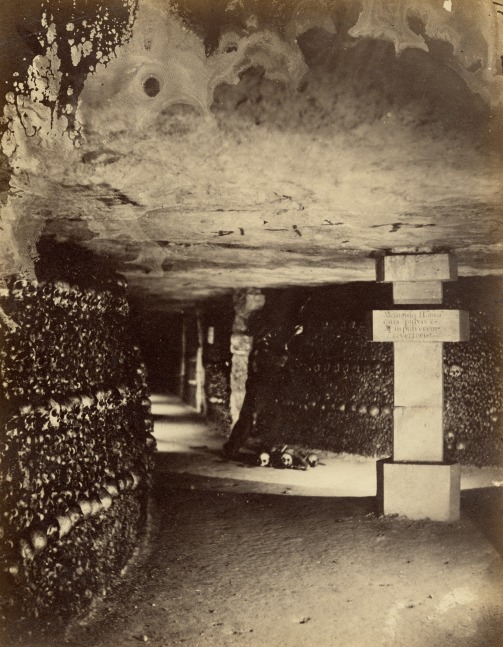 NADAR (Gaspard-Félix Tournachon) (French, 1820-1910) Catacombs of Paris &quot;Man, remember that you are dust and to dust you shall return&quot; Mannequin no 3, 1862 Albumen print 23.5 x 18.3 cm