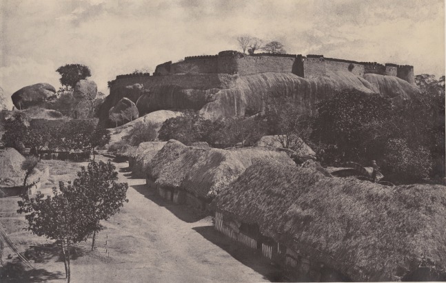 Captain Linnaeus TRIPE (English, 1822-1902) The Hill Fort at Trimium, Poodoocottah, India, February-March 1858 Albumenized salt print from a waxed paper negative 24.4 x 38.1 cm mounted on 45.0 x 57.0 cm paper Artist's monogram blindstamp on mount, and printed &quot;7&quot; tag adhered to mount