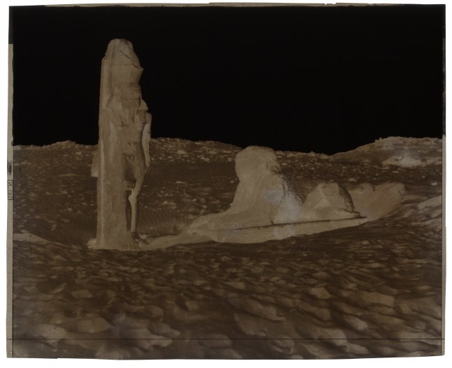 Félix TEYNARD (French, 1817-1892) Sebouah. Temple - Colosse et Sphinx de la Partie Gauche de l'Avenue. Pl. 131, 1851-1852 Waxed paper negative 25.9 x 31.8 cm