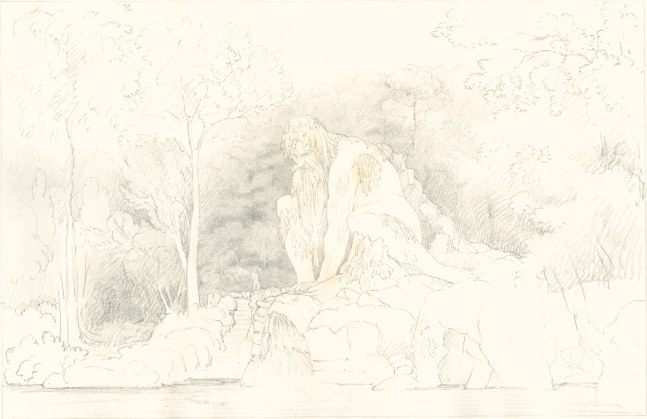 Sir John Frederick William HERSCHEL (English, 1792-1872) &quot;No 358 Colossal Statue ‘Father Apennine’ by John of Bologna in the Grand-ducal garden of Pratolino near Florence” , 1824 Camera lucida drawing, pencil on paper