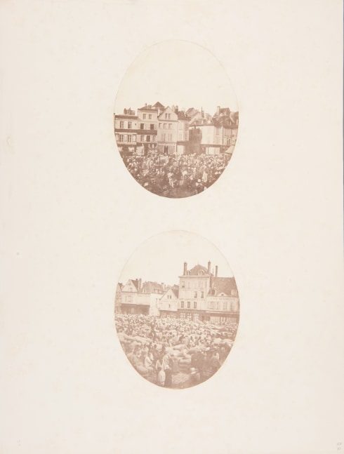 UNKNOWN PHOTOGRAPHER Market scenes*, 1850s Two salt prints from glass negatives each 20.7 x 16.4 cm, trimmed oval, mounted
