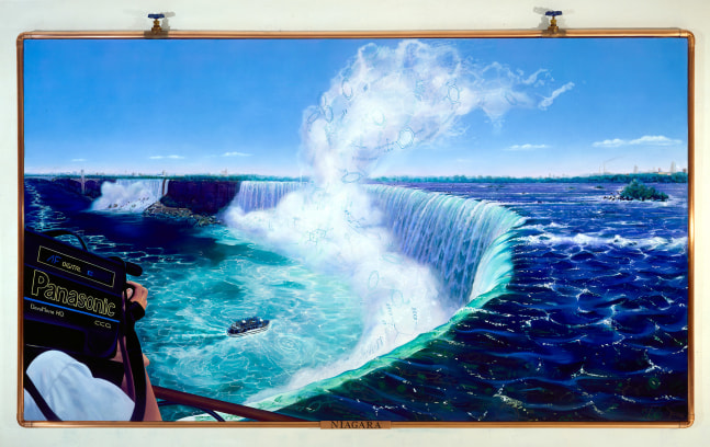 Frank Moore
Niagara, 1994-95
oil on canvas over wood panel with copper frame with attachments
60 x 96 1/4 inches (152,4 x 244,5 cm) overall
SW 95004
Collection of The Albright-Knox Art Gallery, Buffalo