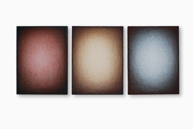 Emil Lukas
Zegna Silk Hum #1171, 2012
silk thread over wood frame with paint and nails; triptych
32 x 24 x 3 inches (81 x 61 x 7 cm) each panel
32 x 78 inches (81 x 198 cm) overall
SW 12008a-c
Emil Lukas for ZegnArt