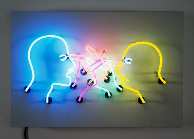 Bruce&amp;nbsp;Nauman
Double Poke in the Eye II, 1985
neon tubing mounted on aluminum monolith
24 x 36 x 9 1/2 inches (61 x 91,4 x 24,1 cm) overall
14 x 29 x 3 1/2 inches (35,6 x 73,7 x 8,9 cm) neon tubing
edition 5/40
SW 24173