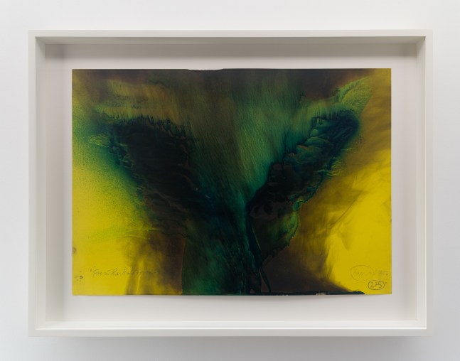 Otto&amp;nbsp;Piene
Fire in the Rainforest, 1975
gouache and soot on paper
19 x 26 3/4 inches (48,3 x 67,9 cm)
24 1/4 x 32 1/8 x 2 3/4 inches (61,6 x 81,6 x 7 cm) frame
SW 13365