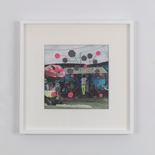 Joana Choumali
Untitled (&amp;Ccedil;a Va Aller), 2019
mixed media
9 1/2 x 9 1/2 inches (24 x 24 cm)
16 1/4 x 16 1/4 inches (41,3 x 41,3 cm) frame
​​​​​​​SW 21125