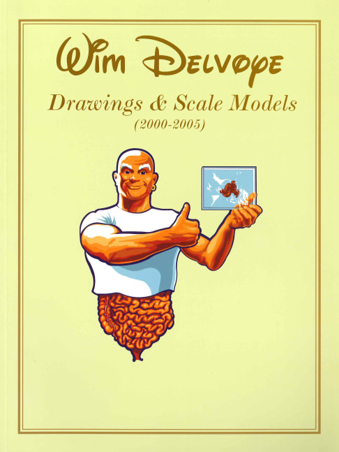 book cover with illustration by Wim Delvoye showing Mr. Clean from the waist up with his intestines exposed