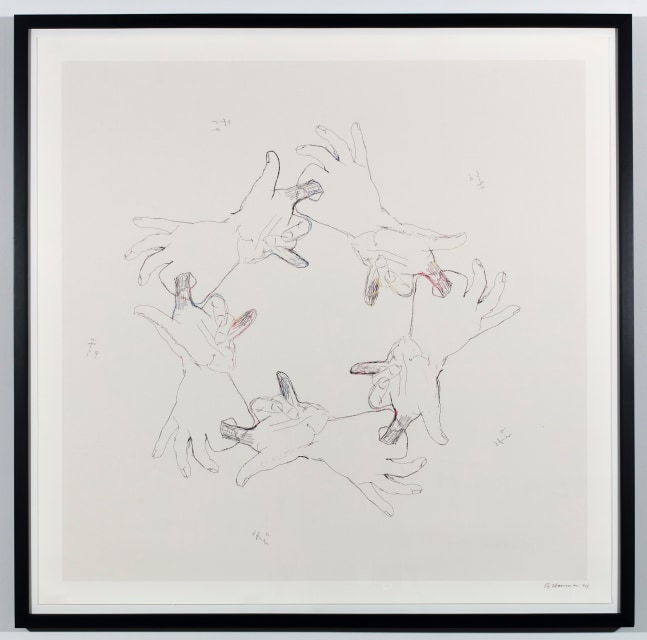 Bruce&amp;nbsp;Nauman
Untitled (from Fingers &amp;amp; Holes Series), 1994
monoprint
35 x 35 1/4 inches (88,9 x 89,5 cm)
37 3/4 x 37 3/4 inches (96 x 96 cm) frame
SW 17073