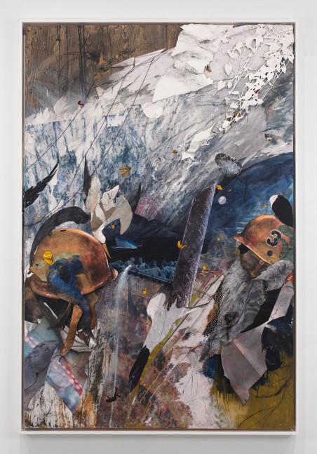 Shaunt&amp;eacute;&amp;nbsp;Gates
In Light of the Hunt: The Mountain Will Fall II, 2023
acrylic, photo, pulled paper, colored pencil, pastel, collage on wood panel
72 x 48 x 4 inches (182,9 x 121,9 x 10,2 cm)
74 x 50 x 5 inches (188 x 127 x 12,7 cm) frame
SW 23090