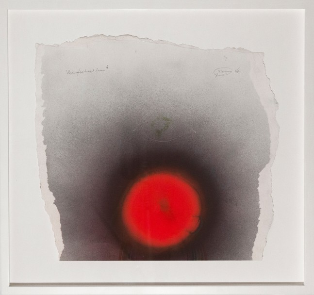 Otto Piene

Manufactured Sun, 1966

fire gouache on paper

20 1/2 x 22 1/4 inches (52 x 56,5 cm)

26 1/2 x 28 1/2 inches (67,3 x 72,3 cm) frame

SW 13364