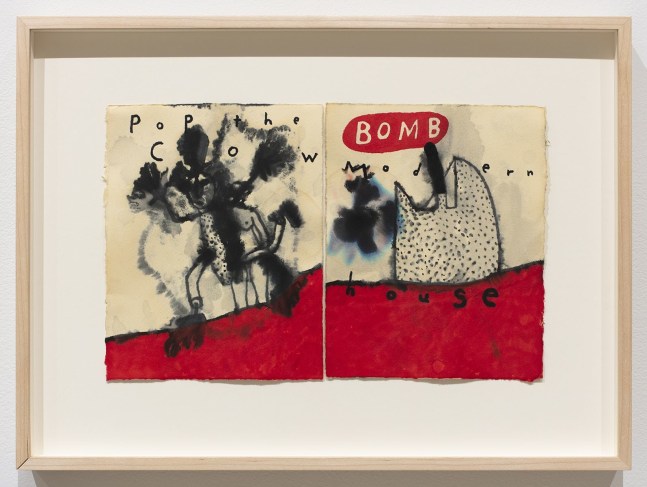 David&amp;nbsp;Lynch
Pop The Cow Bomb Modern House, 2014
ink and watercolor on paper
8 x 16 inches (20,3 x 40,6 cm)
13 1/8 x 17 7/8 inches (38,3 x 45,4 cm) frame
SW 19320
Private Collection