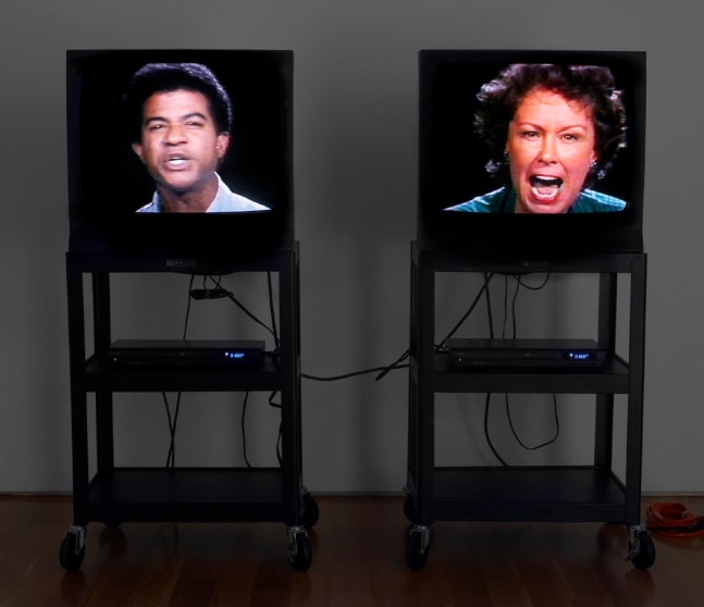 Bruce&amp;nbsp;Nauman
Good Boy Bad Boy, 1985
two color video monitors, two video players and two video sources (color, sound)
Tape I (male) 60 minutes
Tape II (female) 52 minutes
edition 34/40
SW 07288.34