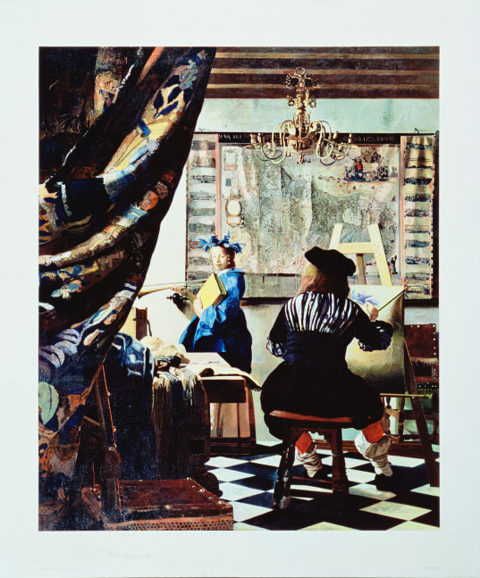 painting of the artist Vermeer in his studio as he paints a female model