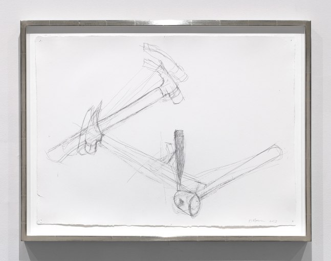 Bruce&amp;nbsp;Nauman
Hammers, 2023
silverpoint on prepared paper
21 1/2 x 30 inches (54,6 x 76,2 cm)
25 1/2 x 33 1/4 x 2 inches (64,8 x 84,5 x 5,1 cm) frame
SW 24222