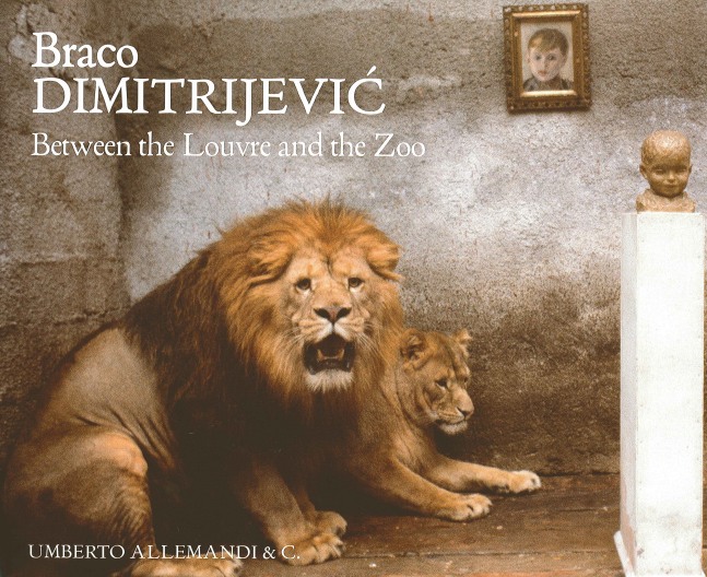 book cover depicting a male and a female lion in a stone room with sculpture of a child's head on a plinth and a portrait of a child hanging on the wall