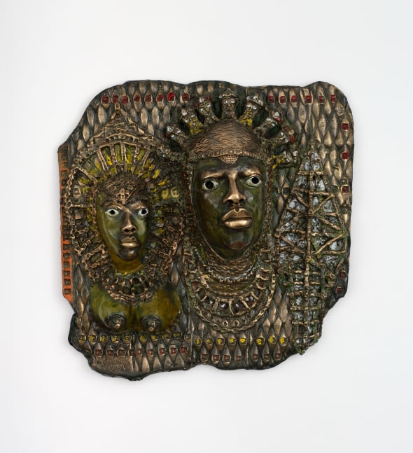 Oba of Benin with Slavers Decorating Crown (Bronze), 2022
Bronze
19 x 20 x 5 inches (48.3 x 50.8 x 12.7 cm)