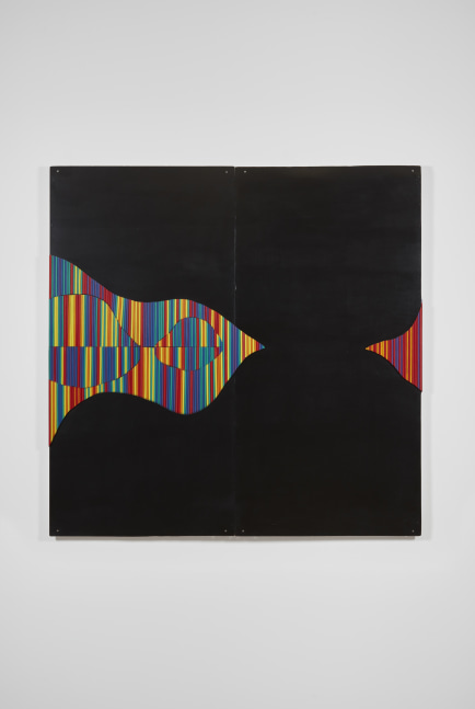 Quatre m&amp;egrave;tres quatre-vingt quatre noir Citro&amp;euml;n, 1969
Painted wood and collage on masonite (diptych)
Overall: 86 5/8 x 86 5/8 x 2 3/8 inches (220 x 220 x 6 cm)