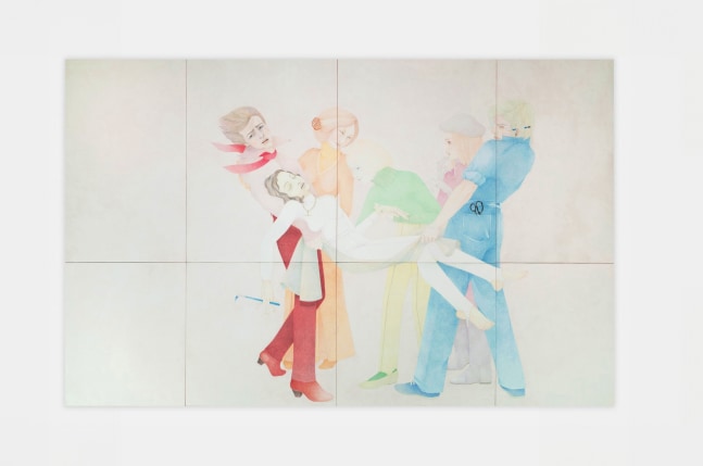 The Exhausted Student, 2019
Caran d&amp;rsquo;Ache on paper, eight parts
57 1/16 x 88 7/8 inches (145 x 226 cm) overall