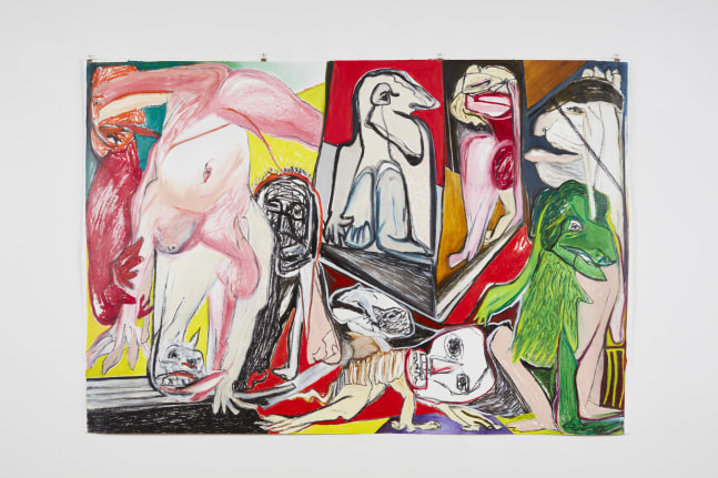Locked in and Out, 2021
Oil stick on paper
55 x 80 1/2 inches (139.7 x 204.5 cm)