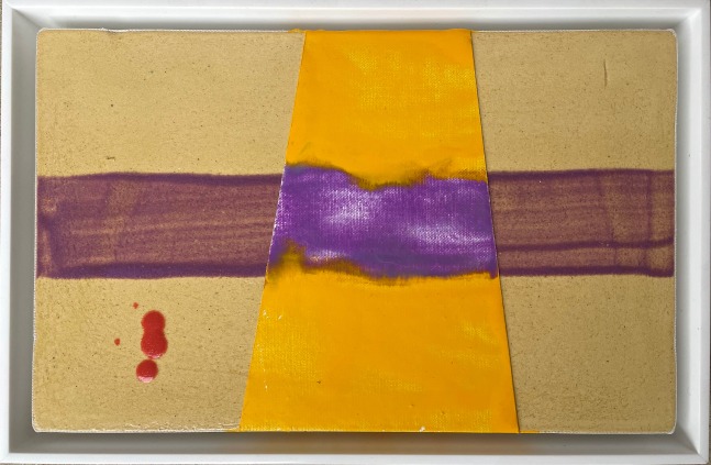 Frank.Olt.Untitled.Encaustic.on.Canvas.with.Ceramic.purple.and.yellow