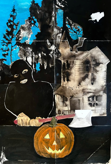 Pumpkin Smasher, 2023

Ink, collage, and watercolor on paper

22h x 15w in